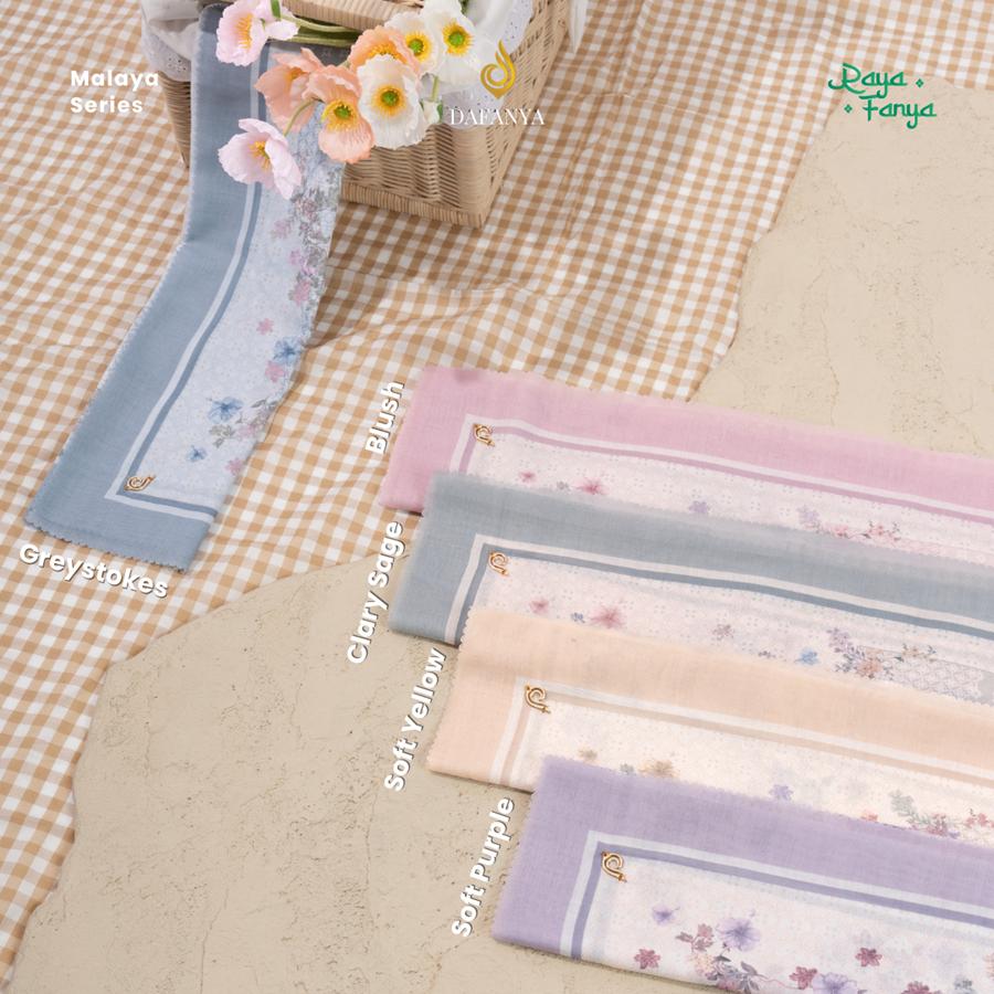 𝐃𝐀𝐅𝐀𝐍𝐘𝐀 - Malaya Series Jilbab Motif Floral Kerudung Segi Empat Hijab Scarf bahan Voal Laser Cut Rayafanya Edition