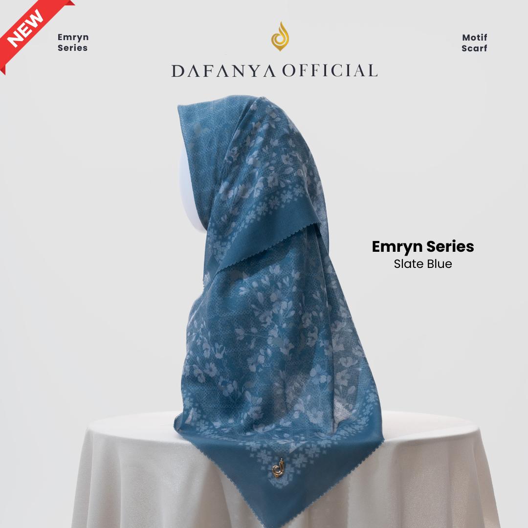 𝐃𝐀𝐅𝐀𝐍𝐘𝐀 - Emryn Series Jilbab Motif Monogram Kerudung Segi Empat Hijab Scarf bahan Voal Laser Cut