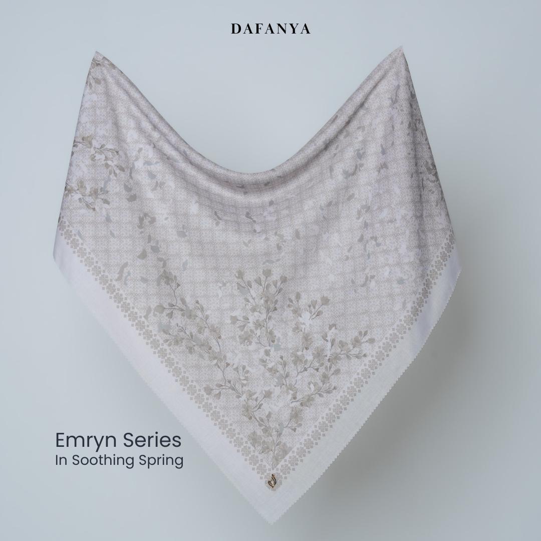 𝐃𝐀𝐅𝐀𝐍𝐘𝐀 - Emryn Series Jilbab Motif Monogram Kerudung Segi Empat Hijab Scarf bahan Voal Laser Cut