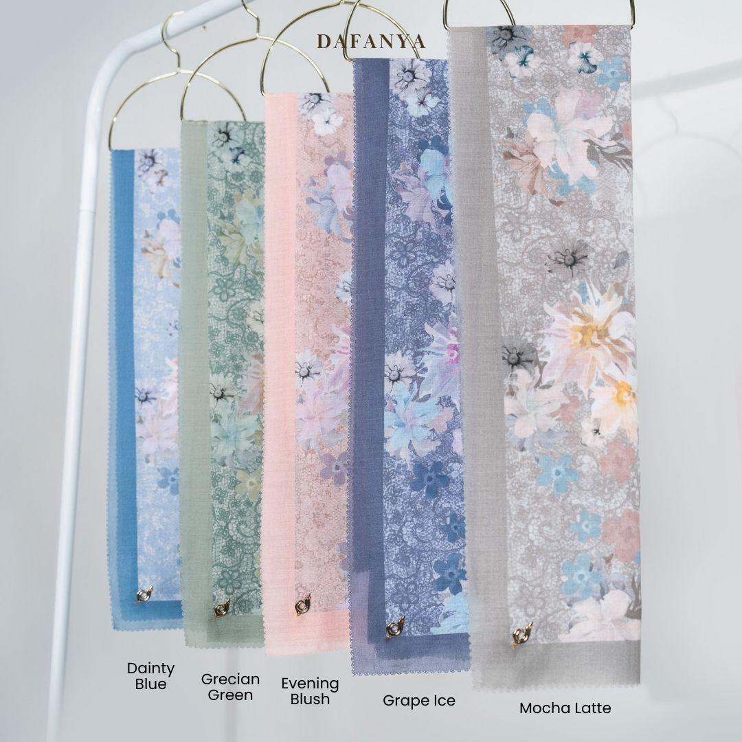 𝐃𝐀𝐅𝐀𝐍𝐘𝐀 - Brielle Series Jilbab Motif Floral Kerudung Segi Empat Hijab Scarf bahan Voal Laser Cut