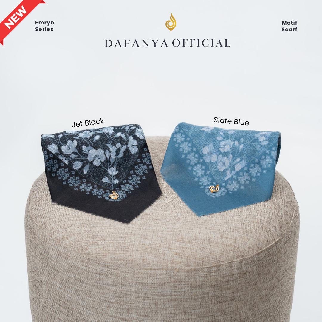 𝐃𝐀𝐅𝐀𝐍𝐘𝐀 - Emryn Series Jilbab Motif Monogram Kerudung Segi Empat Hijab Scarf bahan Voal Laser Cut