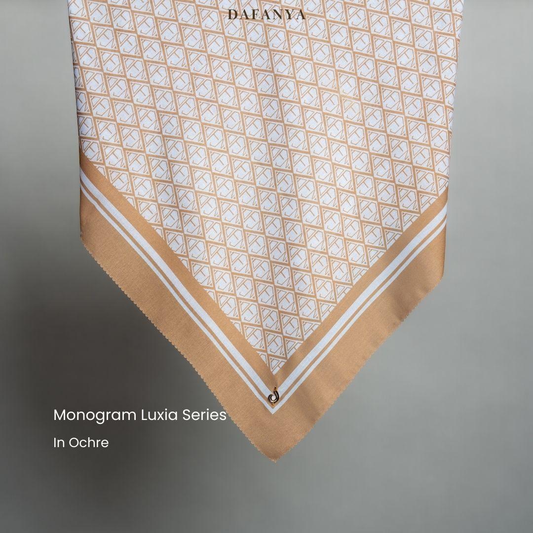 𝐃𝐀𝐅𝐀𝐍𝐘𝐀 - Luxia Series Jilbab Motif Monogram Kerudung Segi Empat Hijab Scarf bahan Voal Laser Cut