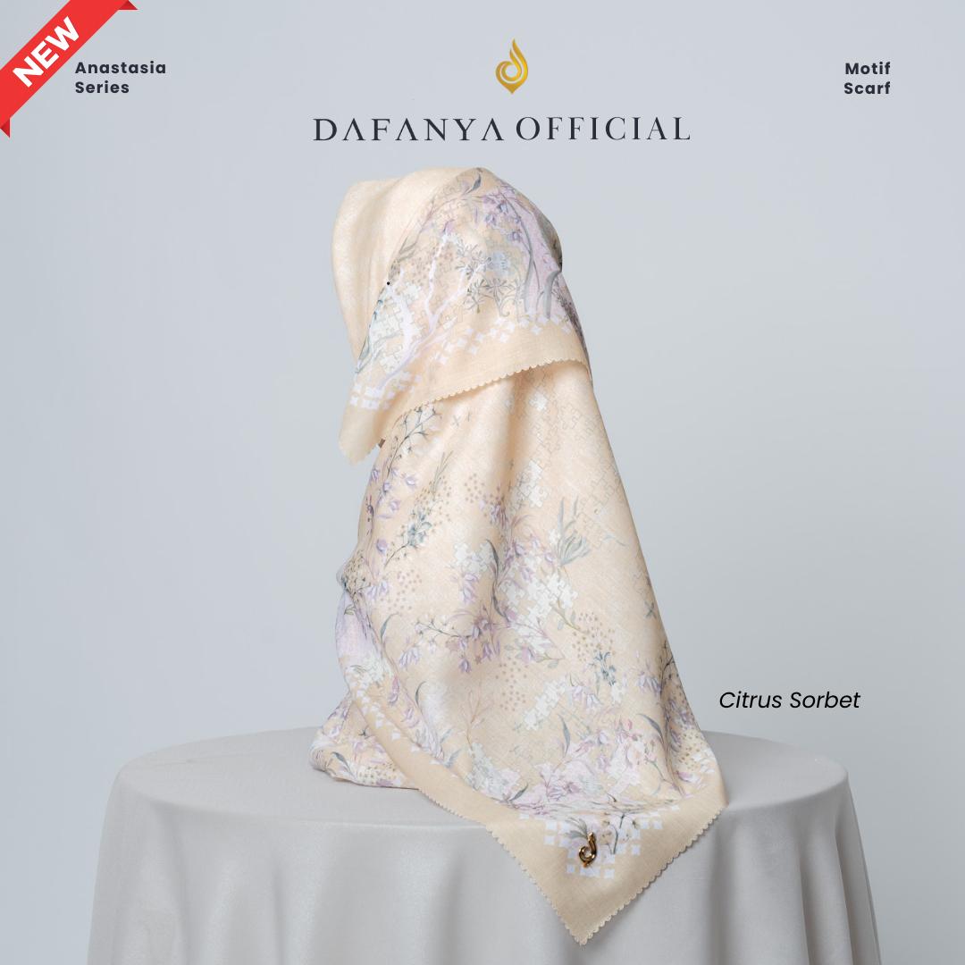 𝐃𝐀𝐅𝐀𝐍𝐘𝐀 - Anastasia Series Jilbab Motif Floral Kerudung Segi Empat Hijab Scarf bahan Voal Laser Cut