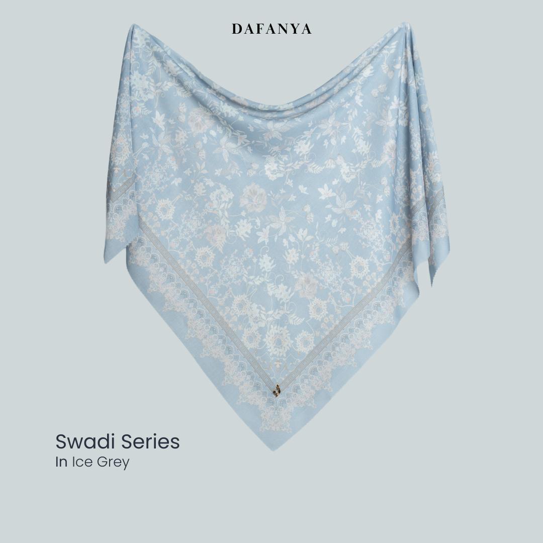 𝐃𝐀𝐅𝐀𝐍𝐘𝐀 - Swadi Series Jilbab Motif Floral Kerudung Segi Empat Hijab Scarf bahan Voal Laser Cut Rayafanya Edition