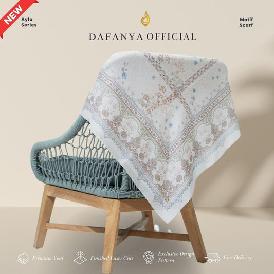 𝐃𝐀𝐅𝐀𝐍𝐘𝐀 - Ayla Series Jilbab Motif Ethnic Kerudung Segi Empat Hijab Scarf bahan Voal Laser Cut