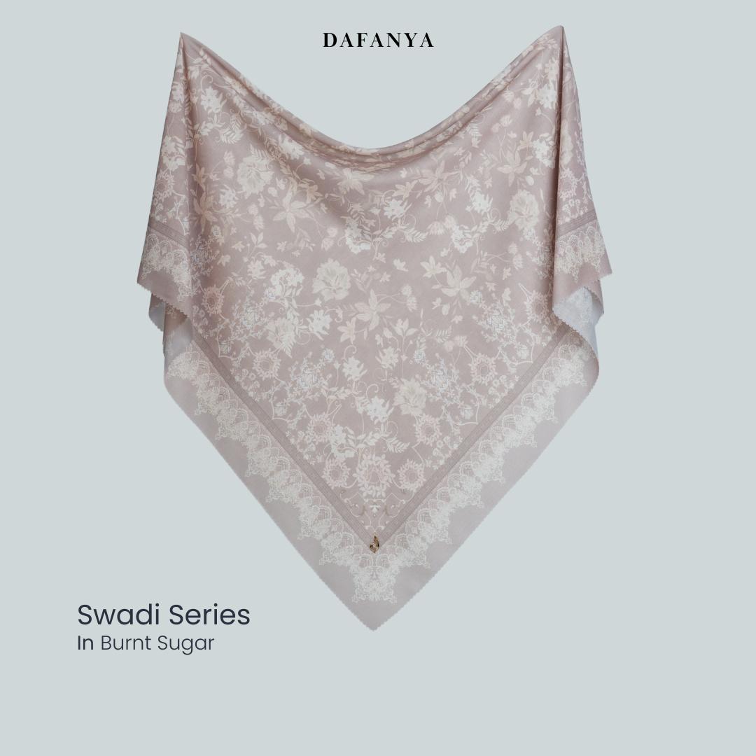 𝐃𝐀𝐅𝐀𝐍𝐘𝐀 - Swadi Series Jilbab Motif Floral Kerudung Segi Empat Hijab Scarf bahan Voal Laser Cut Rayafanya Edition