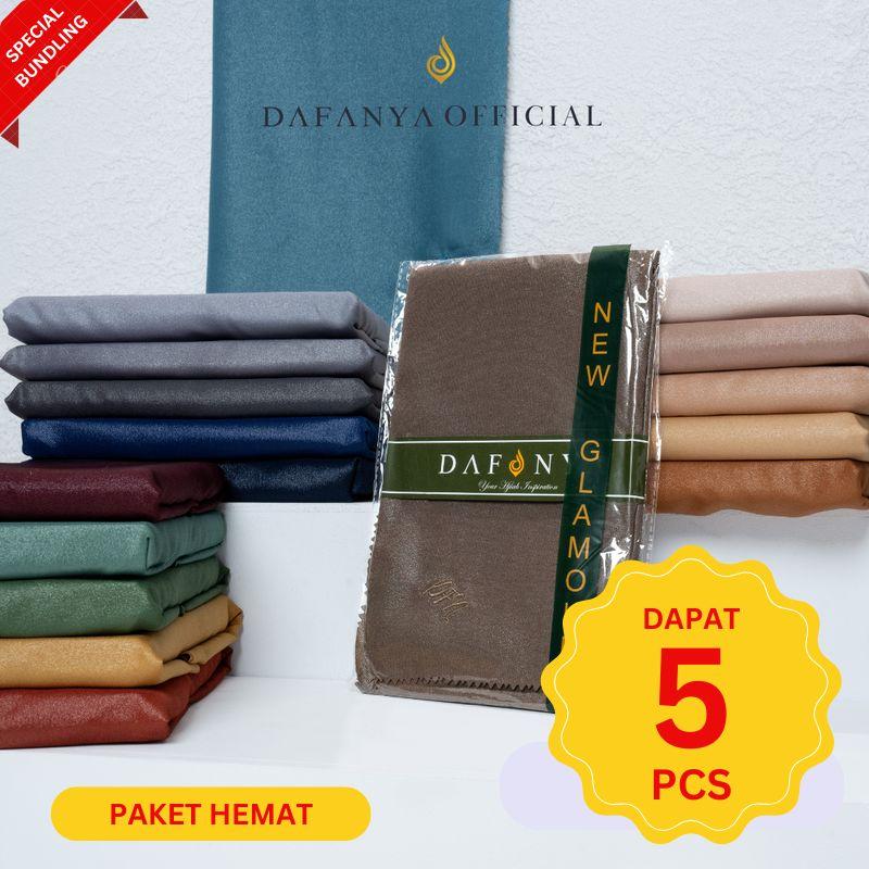 [BUNDLE - isi 5 Pcs] 𝐃𝐀𝐅𝐀𝐍𝐘𝐀 - Glamour Series Jilbab Motif Polos Kerudung Segi Empat Hijab Scarf bahan Glamour Laser Cut