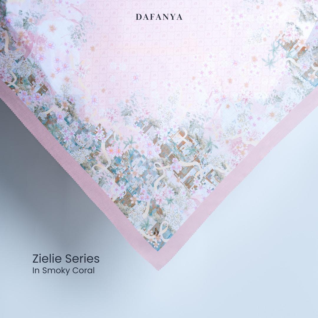 𝐃𝐀𝐅𝐀𝐍𝐘𝐀 - Zielie Series Jilbab Motif Floral Kerudung Segi Empat Hijab Scarf bahan Voal Laser Cut