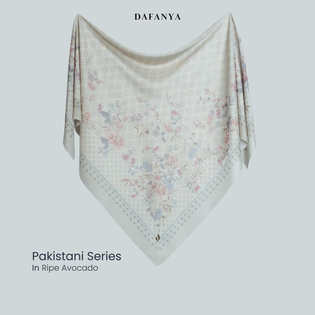 𝐃𝐀𝐅𝐀𝐍𝐘𝐀 - Syari 130x130 Pakistani Series Jilbab Motif Floral Kerudung Segi Empat Hijab Scarf bahan Voal Laser Cut Rayafanya Edition