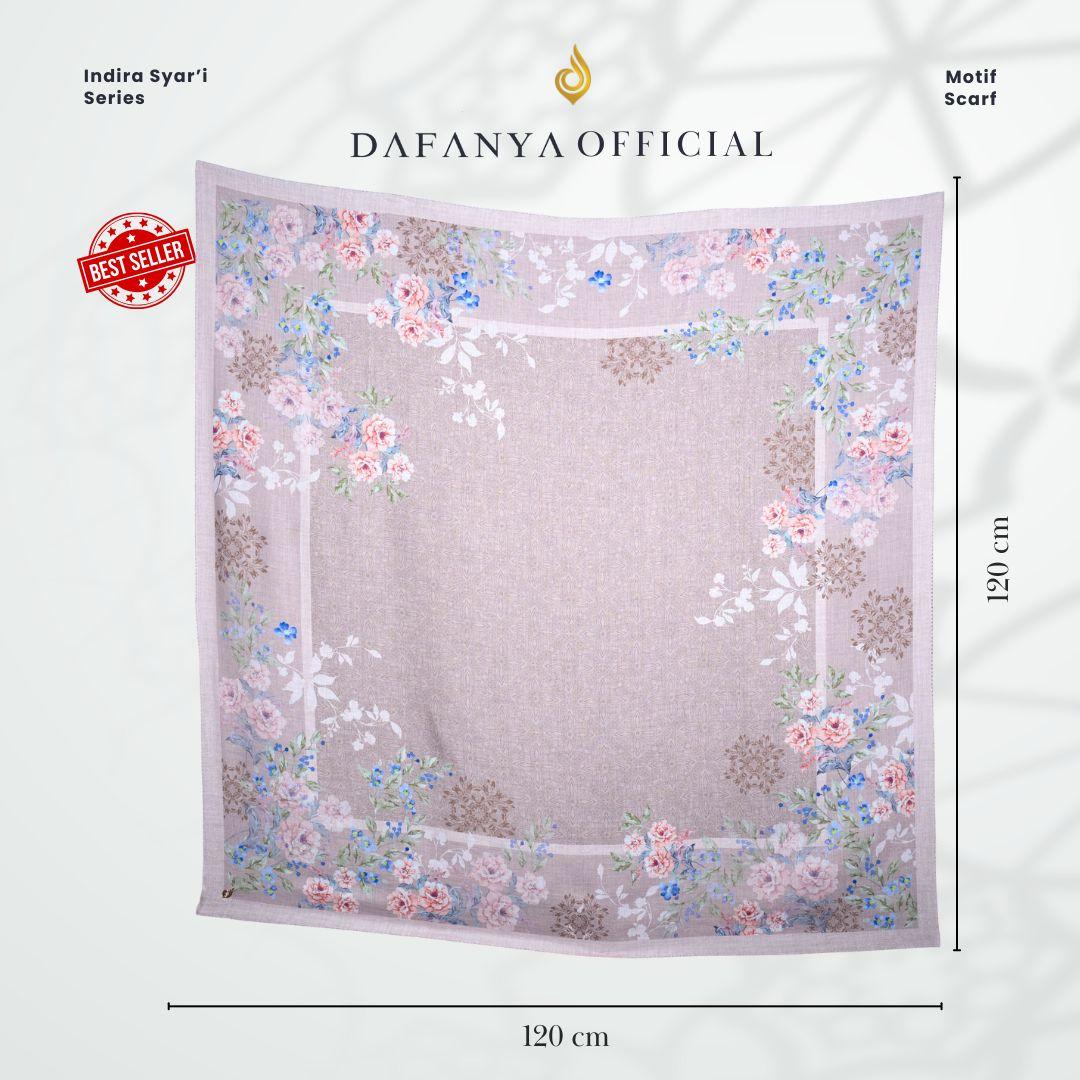𝐃𝐀𝐅𝐀𝐍𝐘𝐀 - Syari Indira Series Jilbab Motif Floral Kerudung Segi Empat Hijab Scarf bahan Voal Laser Cut