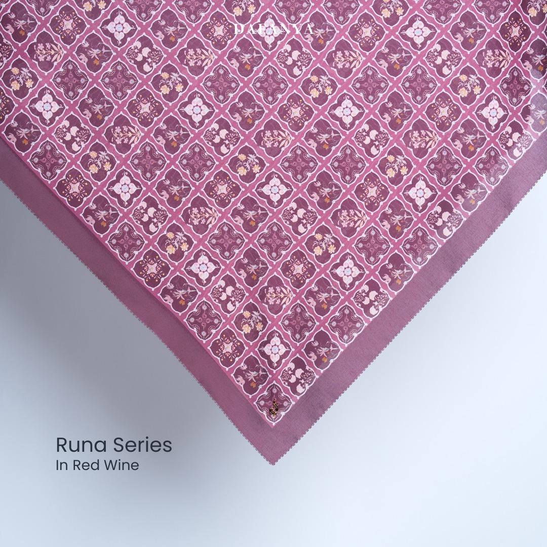 𝐃𝐀𝐅𝐀𝐍𝐘𝐀 - Runa Series Jilbab Motif Monogram Kerudung Segi Empat Hijab Scarf bahan Voal Laser Cut