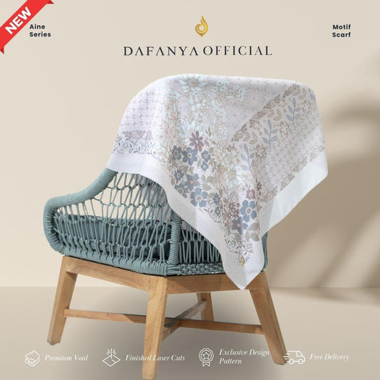 𝐃𝐀𝐅𝐀𝐍𝐘𝐀 - Aine Series Jilbab Motif Floral Kerudung Segi Empat Hijab Scarf bahan Voal Laser Cut