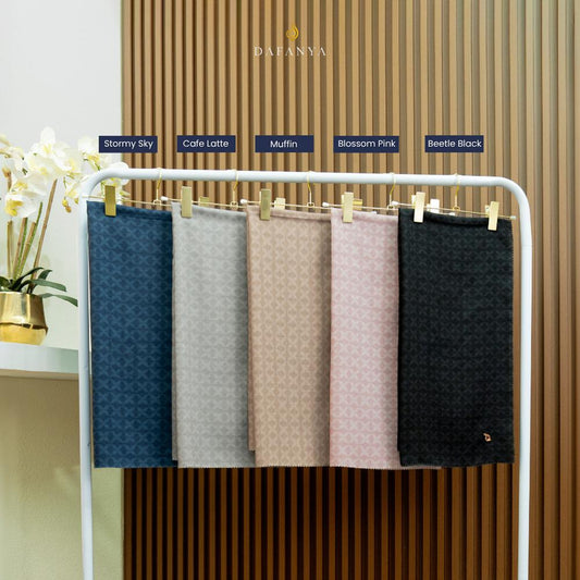 [New Launch] 𝐃𝐀𝐅𝐀𝐍𝐘𝐀 - Azia Series Jilbab Motif Monogram Kerudung Segi Empat Hijab Scarf bahan Voal Laser Cut