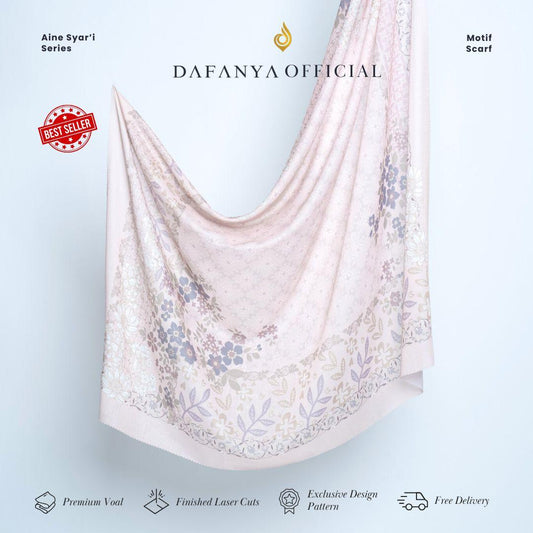 𝐃𝐀𝐅𝐀𝐍𝐘𝐀 - Syari Aine Series Jilbab Motif Floral Kerudung Segi Empat Hijab Scarf bahan Voal Laser Cut