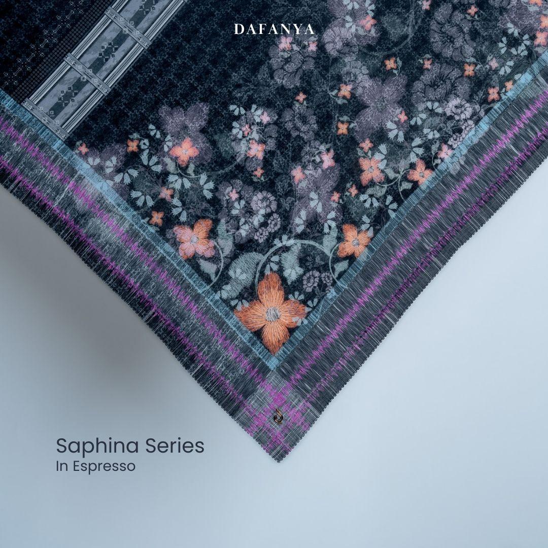𝐃𝐀𝐅𝐀𝐍𝐘𝐀 - Saphina Series Jilbab Motif Floral Kerudung Segi Empat Hijab Scarf bahan Voal Laser Cut