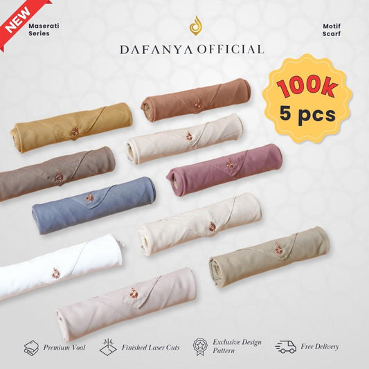 [BUNDLE - isi 5 Pcs] 𝐃𝐀𝐅𝐀𝐍𝐘𝐀 - Maserati Series Jilbab Motif Polos Kerudung Segi Empat Hijab Scarf bahan Voal Jahit Tepi