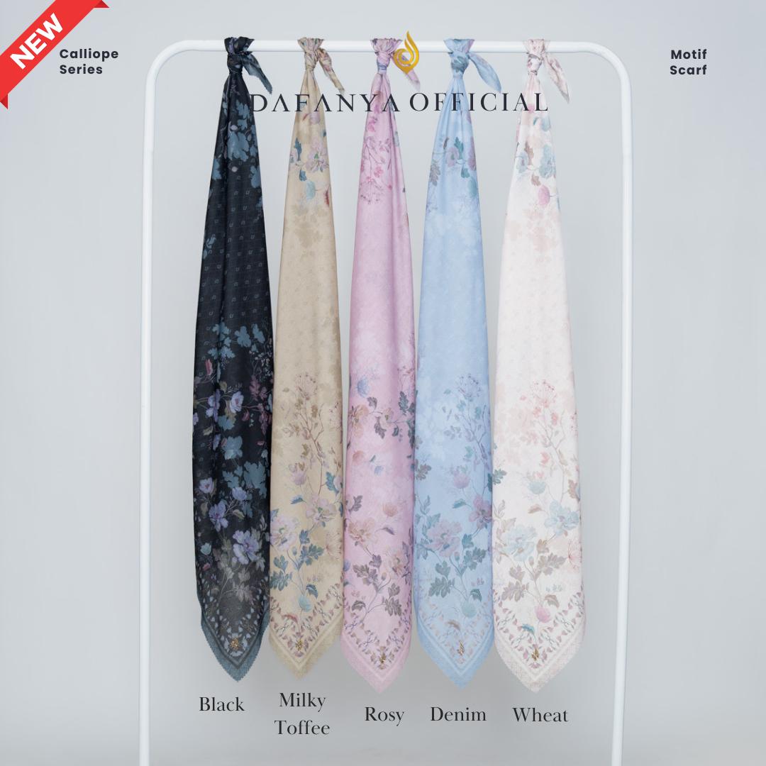𝐃𝐀𝐅𝐀𝐍𝐘𝐀 - Syari 130x130 Calliope Series Jilbab Motif Floral Kerudung Segi Empat Hijab Scarf bahan Voal Laser Cut