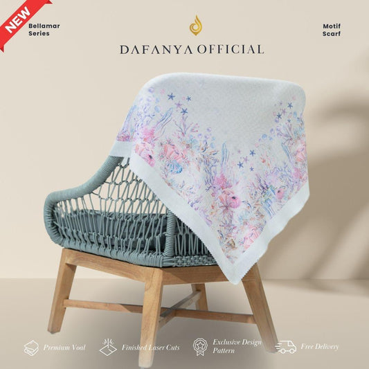 𝐃𝐀𝐅𝐀𝐍𝐘𝐀 - Bellamar Series Jilbab Motif Underwater Kerudung Segi Empat Hijab Scarf bahan Voal Laser Cut