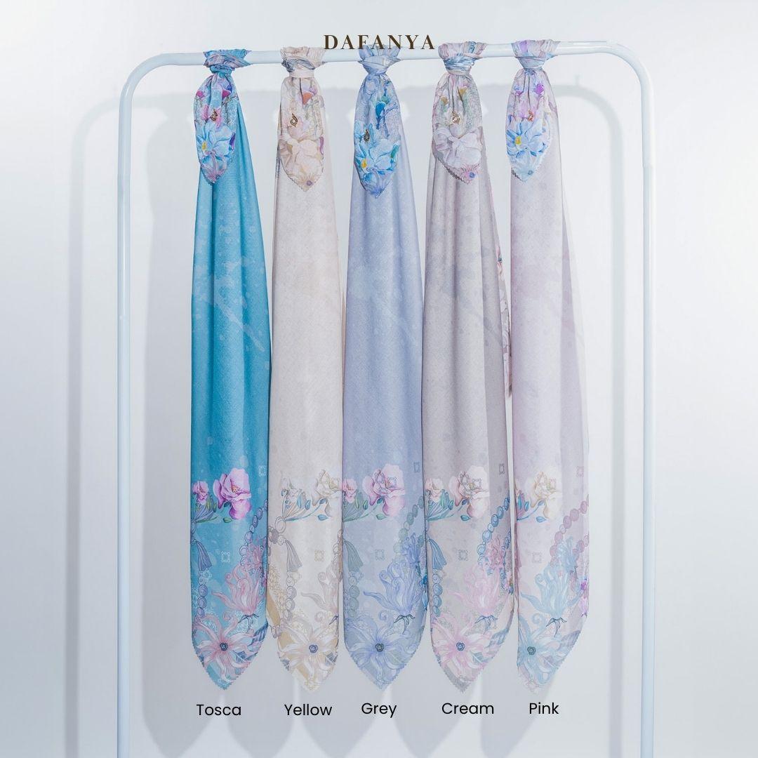 𝐃𝐀𝐅𝐀𝐍𝐘𝐀 - Vidalia Series Jilbab Motif Floral Kerudung Segi Empat Hijab Scarf bahan Voal Laser Cut