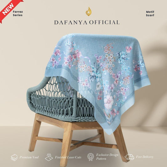 𝐃𝐀𝐅𝐀𝐍𝐘𝐀 - Farraz Series Jilbab Motif Floral Kerudung Segi Empat Hijab Scarf bahan Voal Laser Cut