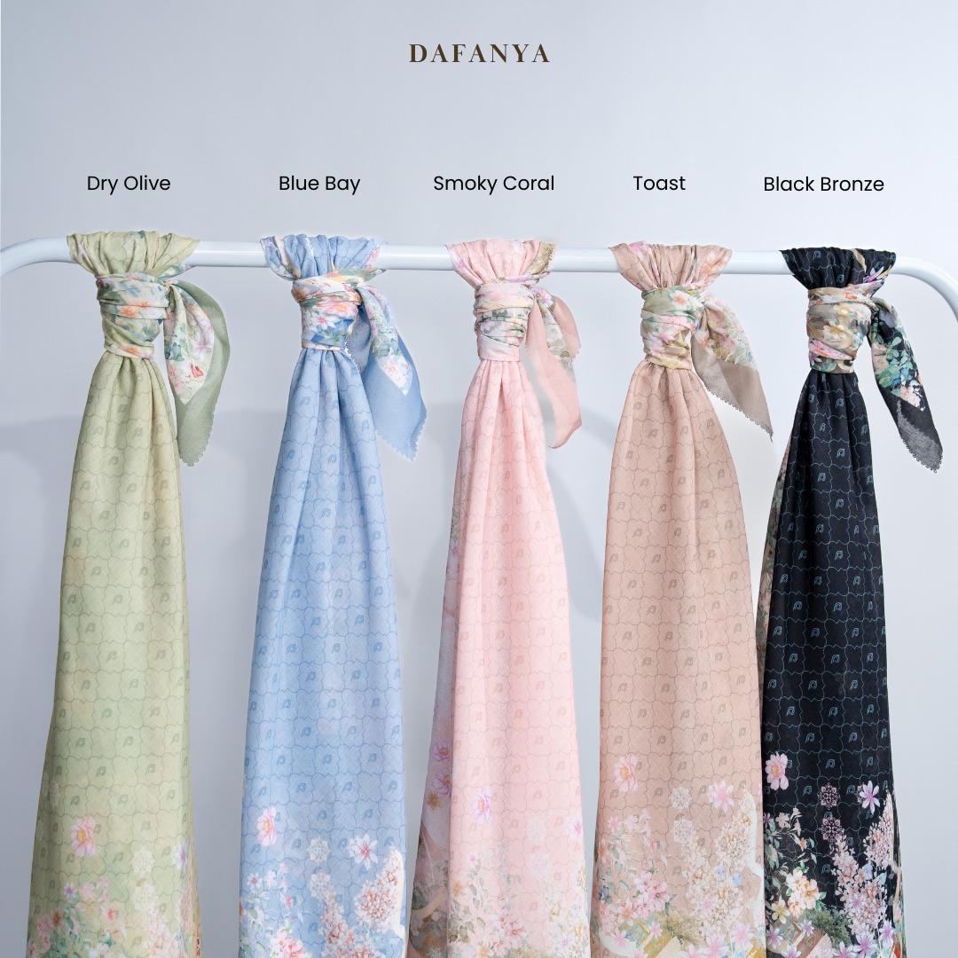 𝐃𝐀𝐅𝐀𝐍𝐘𝐀 - Zielie Series Jilbab Motif Floral Kerudung Segi Empat Hijab Scarf bahan Voal Laser Cut