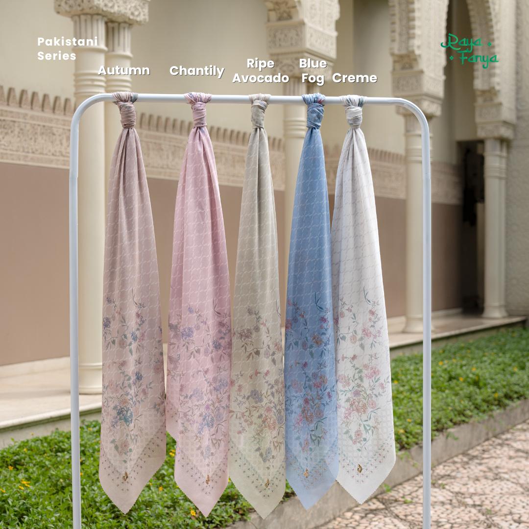 𝐃𝐀𝐅𝐀𝐍𝐘𝐀 - Syari 130x130 Pakistani Series Jilbab Motif Floral Kerudung Segi Empat Hijab Scarf bahan Voal Laser Cut Rayafanya Edition