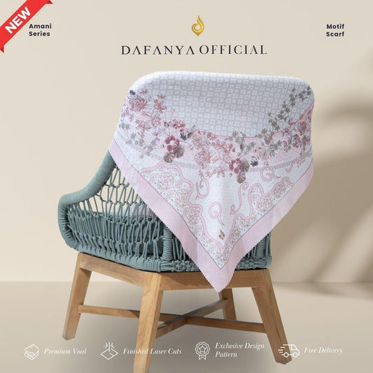 𝐃𝐀𝐅𝐀𝐍𝐘𝐀 - Amani Series Jilbab Motif Floral Kerudung Segi Empat Hijab Scarf bahan Voal Laser Cut