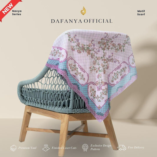 𝐃𝐀𝐅𝐀𝐍𝐘𝐀 - Navya Series Jilbab Motif Ethnic Kerudung Segi Empat Hijab Scarf bahan Voal Laser Cut