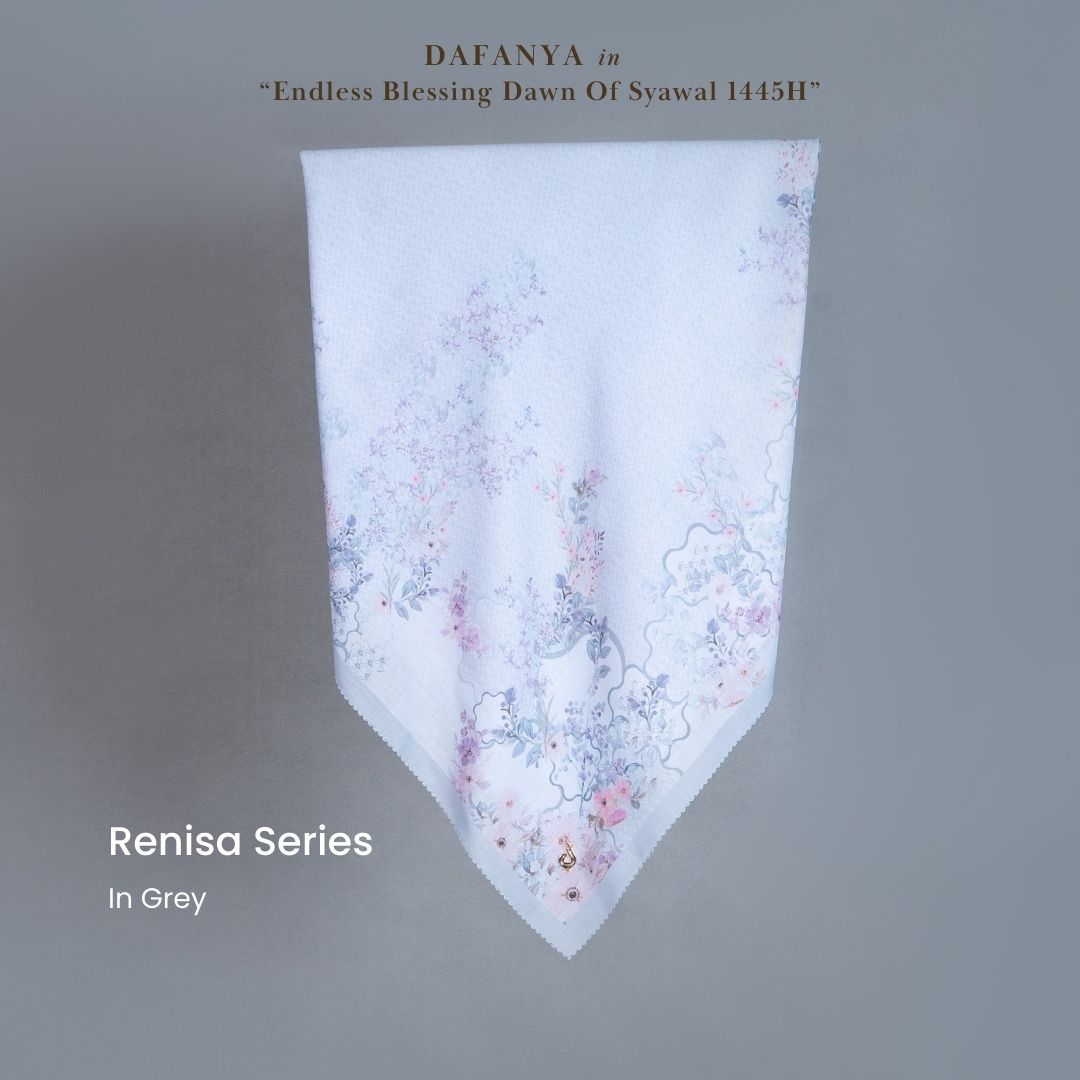 𝐃𝐀𝐅𝐀𝐍𝐘𝐀 - Renisa Series Jilbab Motif Floral Kerudung Segi Empat Hijab Scarf bahan Voal Laser Cut