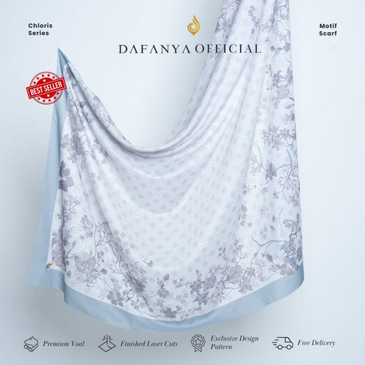 𝐃𝐀𝐅𝐀𝐍𝐘𝐀 - Syari Chloris Series Jilbab Motif Floral Kerudung Segi Empat Hijab Scarf bahan Voal Laser Cut