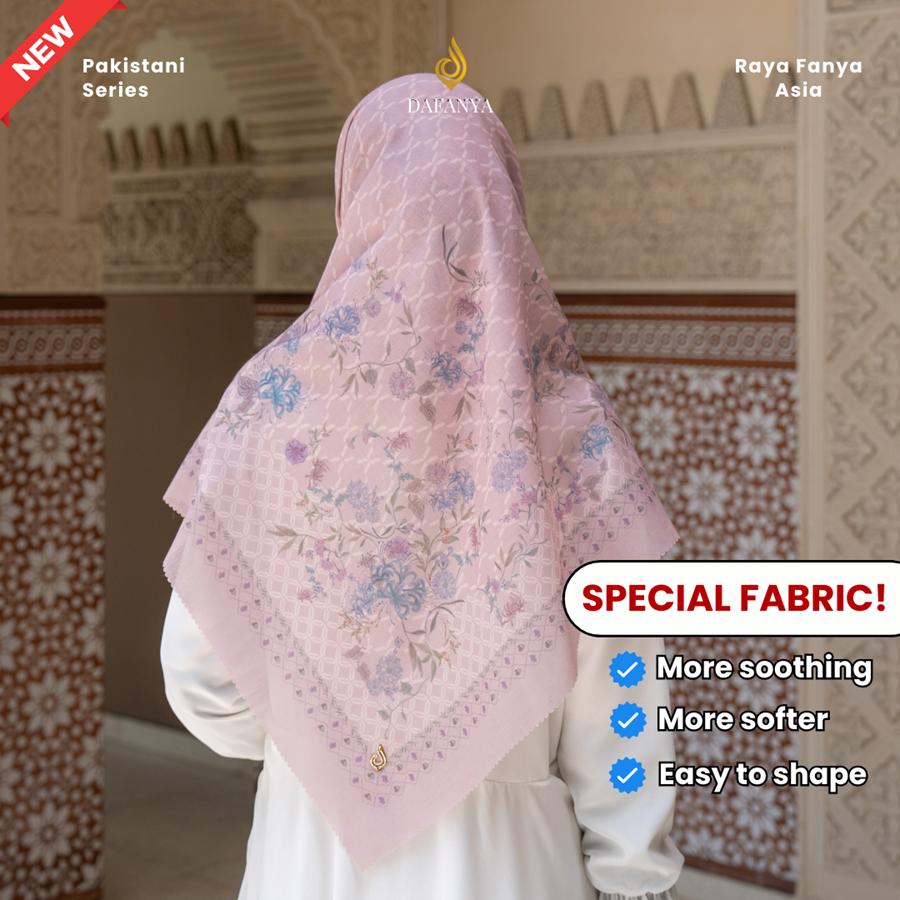 𝐃𝐀𝐅𝐀𝐍𝐘𝐀 - Syari 130x130 Pakistani Series Jilbab Motif Floral Kerudung Segi Empat Hijab Scarf bahan Voal Laser Cut Rayafanya Edition