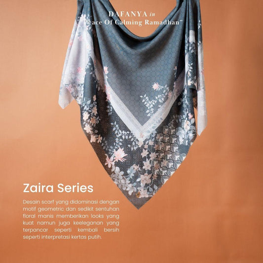 𝐃𝐀𝐅𝐀𝐍𝐘𝐀 - Zaira Series Jilbab Motif Floral Kerudung Segi Empat Hijab Scarf bahan Voal Laser Cut