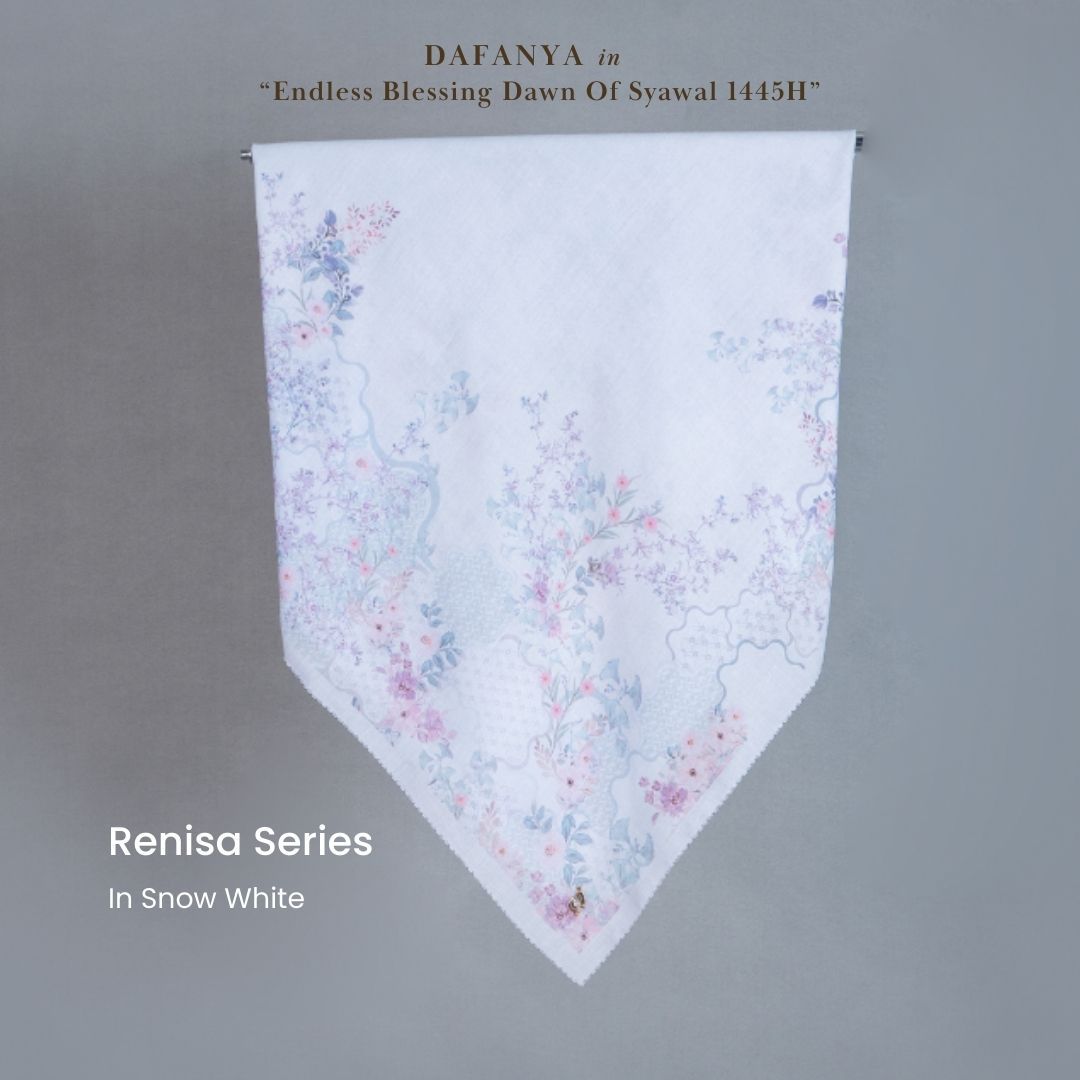 𝐃𝐀𝐅𝐀𝐍𝐘𝐀 - Renisa Series Jilbab Motif Floral Kerudung Segi Empat Hijab Scarf bahan Voal Laser Cut
