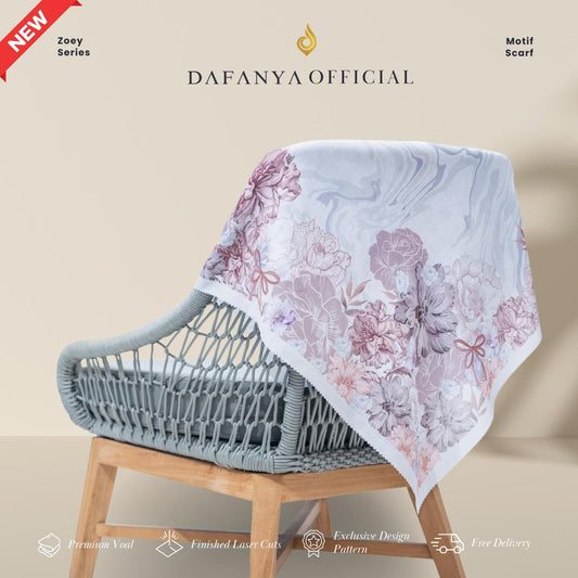𝐃𝐀𝐅𝐀𝐍𝐘𝐀 - Zoey Series Jilbab Motif Floral Kerudung Segi Empat Hijab Scarf bahan Voal Laser Cut