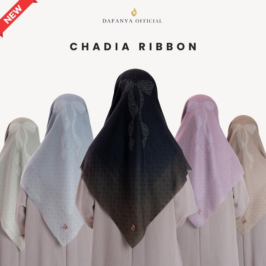 [New Launch] 𝐃𝐀𝐅𝐀𝐍𝐘𝐀 - Chadia Ribbon Series Jilbab Pita Gradasi Kerudung Segi Empat Hijab Scarf bahan Voal Laser Cut