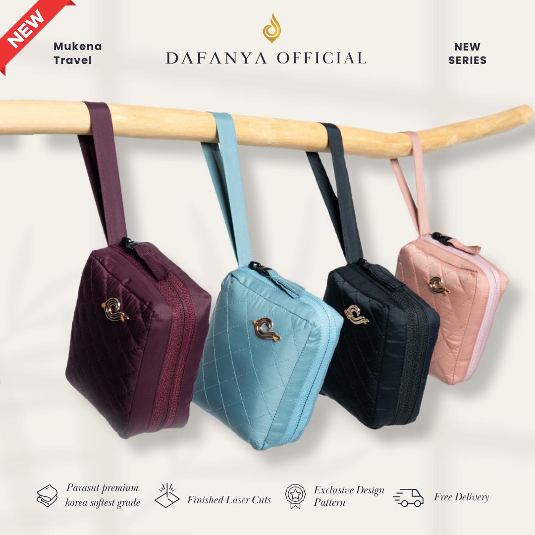 [ GRATIS JILBAB ] 𝐃𝐀𝐅𝐀𝐍𝐘𝐀 - Mukena 3 in 1 Traveling Prayer Set Mini Pouch Terlembut Parasut Korea Tepi Lasercut