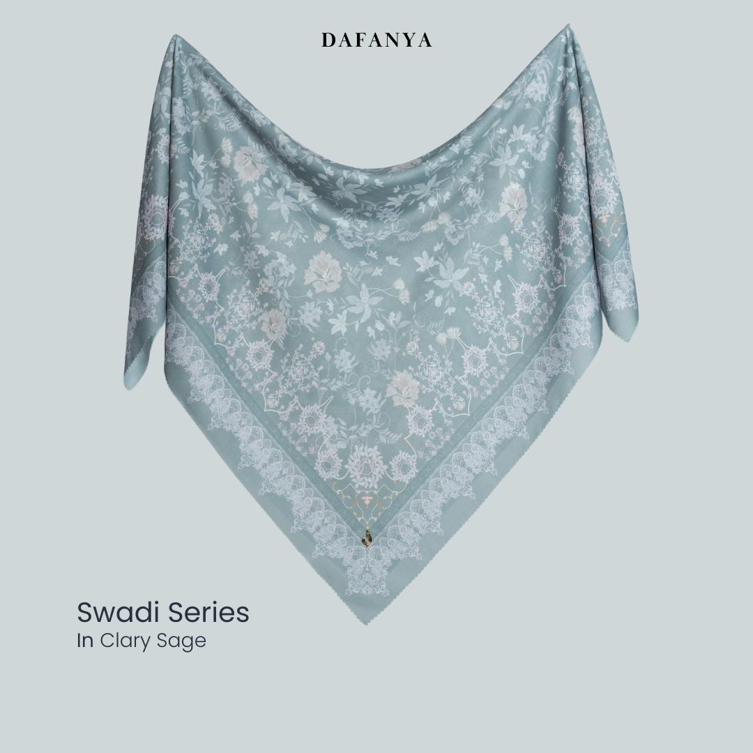 𝐃𝐀𝐅𝐀𝐍𝐘𝐀 - Swadi Series Jilbab Motif Floral Kerudung Segi Empat Hijab Scarf bahan Voal Laser Cut Rayafanya Edition