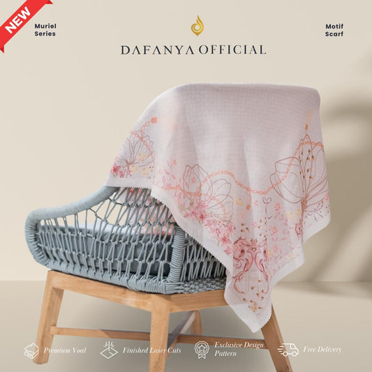𝐃𝐀𝐅𝐀𝐍𝐘𝐀 - Muriel Series Jilbab Motif Floral Kerudung Segi Empat Hijab Scarf bahan Voal Laser Cut