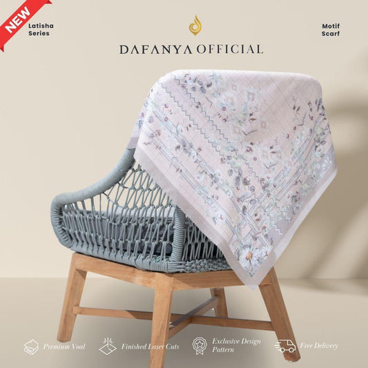 𝐃𝐀𝐅𝐀𝐍𝐘𝐀 - Latisha Series Jilbab Motif Floral Kerudung Segi Empat Hijab Scarf bahan Voal Laser Cut