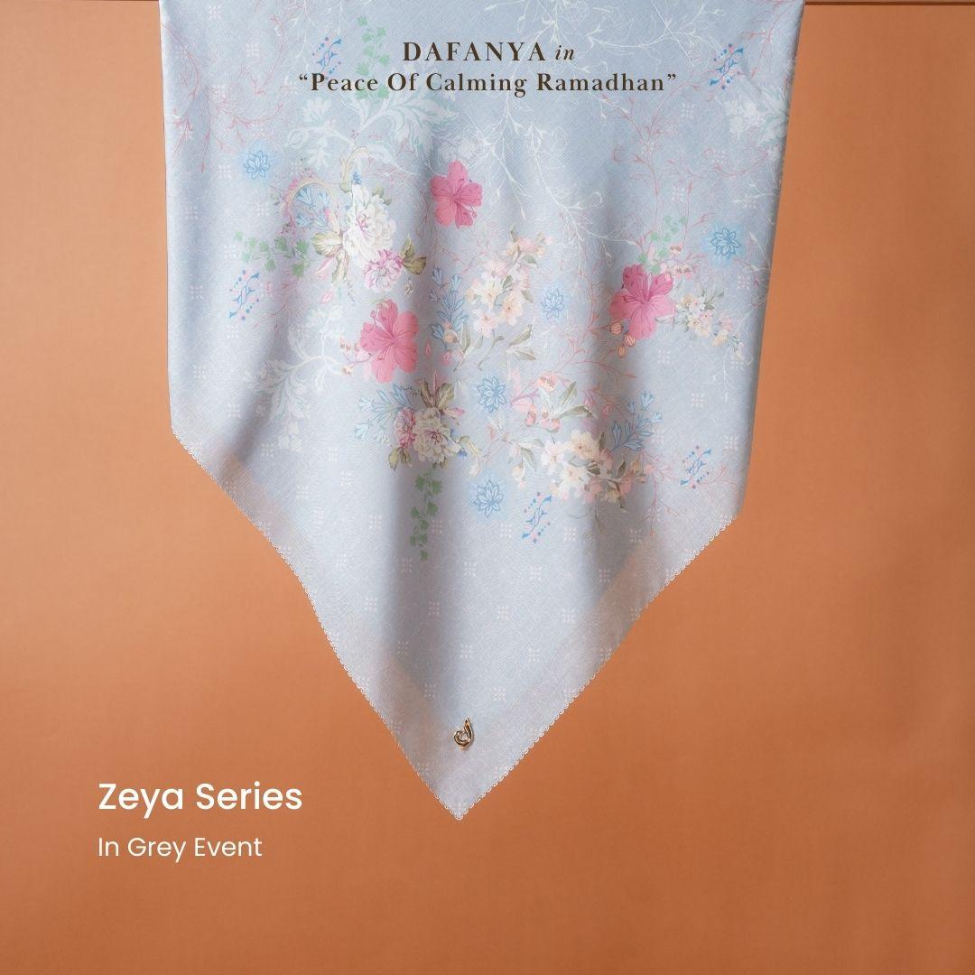 𝐃𝐀𝐅𝐀𝐍𝐘𝐀 - Zeya Series Jilbab Motif Floral Kerudung Segi Empat Hijab Scarf bahan Voal Laser Cut
