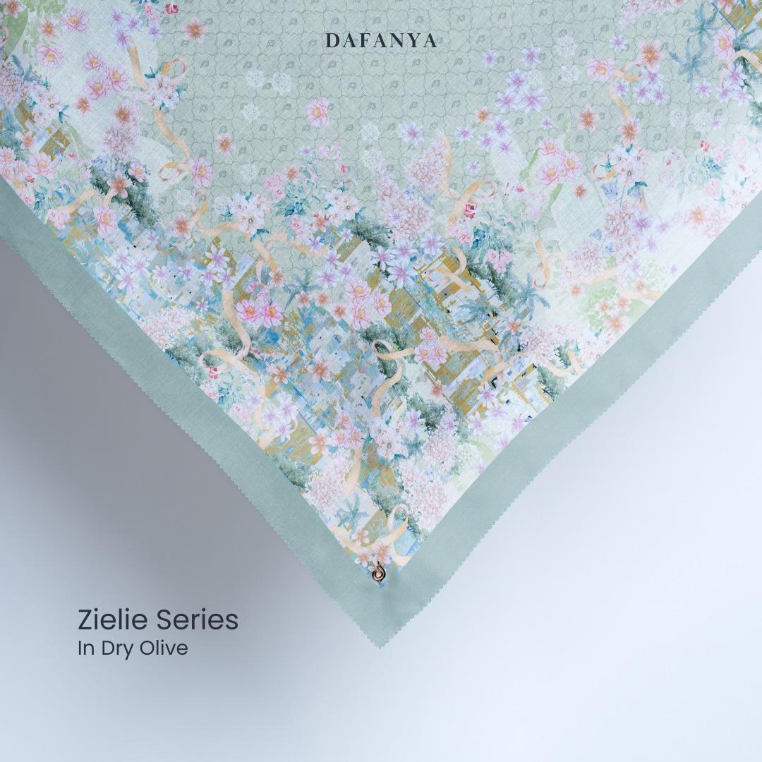 𝐃𝐀𝐅𝐀𝐍𝐘𝐀 - Zielie Series Jilbab Motif Floral Kerudung Segi Empat Hijab Scarf bahan Voal Laser Cut