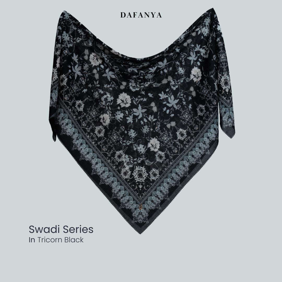 𝐃𝐀𝐅𝐀𝐍𝐘𝐀 - Swadi Series Jilbab Motif Floral Kerudung Segi Empat Hijab Scarf bahan Voal Laser Cut Rayafanya Edition