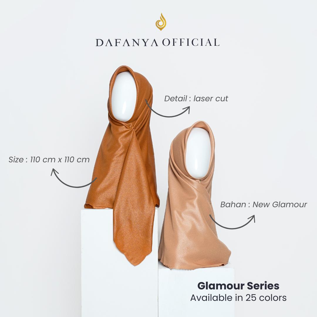 [BUNDLE - isi 5 Pcs] 𝐃𝐀𝐅𝐀𝐍𝐘𝐀 - Glamour Series Jilbab Motif Polos Kerudung Segi Empat Hijab Scarf bahan Glamour Laser Cut
