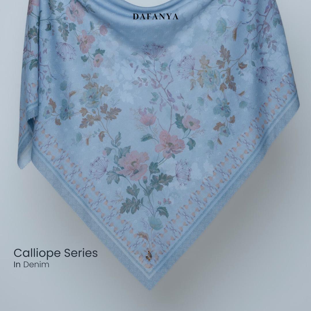 𝐃𝐀𝐅𝐀𝐍𝐘𝐀 - Syari 130x130 Calliope Series Jilbab Motif Floral Kerudung Segi Empat Hijab Scarf bahan Voal Laser Cut