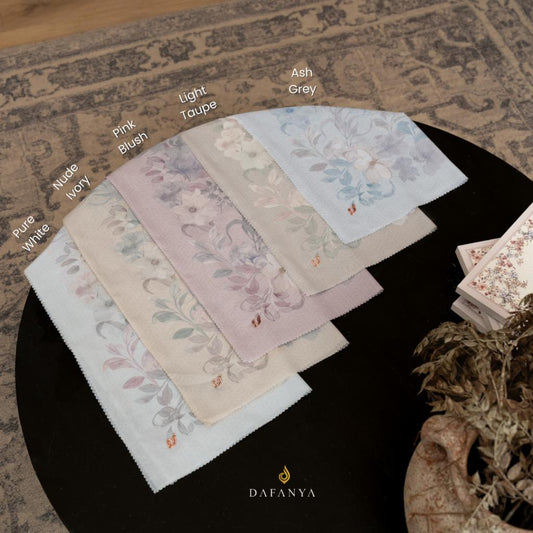 [New Launch] 𝐃𝐀𝐅𝐀𝐍𝐘𝐀 - Nailah Series Jilbab Motif Floral Kerudung Segi Empat Hijab Scarf bahan Voal Laser Cut