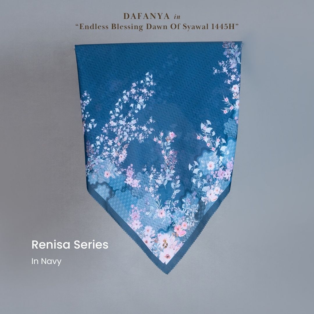 𝐃𝐀𝐅𝐀𝐍𝐘𝐀 - Renisa Series Jilbab Motif Floral Kerudung Segi Empat Hijab Scarf bahan Voal Laser Cut