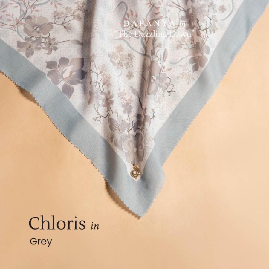 𝐃𝐀𝐅𝐀𝐍𝐘𝐀 - Syari Chloris Series Jilbab Motif Floral Kerudung Segi Empat Hijab Scarf bahan Voal Laser Cut
