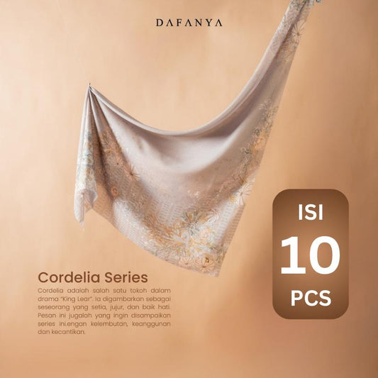 [Bundle 10 Pcs] 𝐃𝐀𝐅𝐀𝐍𝐘𝐀 - Cordelia Series Jilbab Motif Floral Kerudung Segi Empat Hijab Scarf bahan Voal Laser Cut