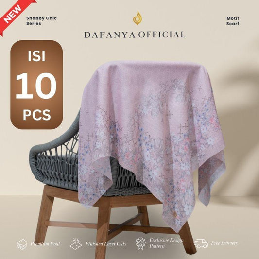 [Bundle 10 Pcs] 𝐃𝐀𝐅𝐀𝐍𝐘𝐀 - Shabby Chic Series Jilbab Motif Floral Kerudung Segi Empat Hijab Scarf bahan Voal Laser Cut