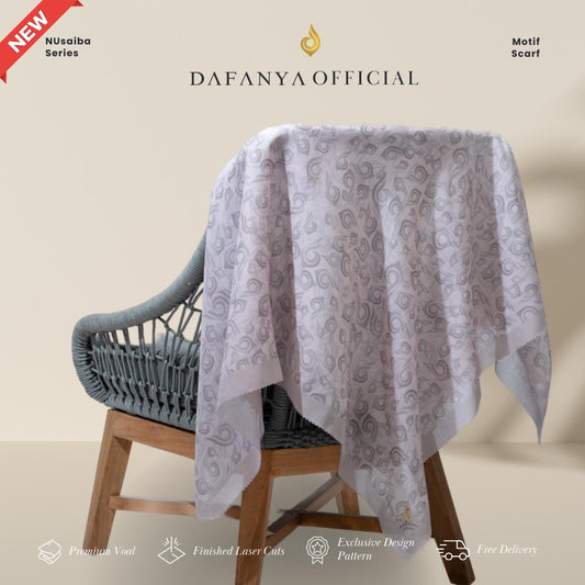 𝐃𝐀𝐅𝐀𝐍𝐘𝐀 - Nusaiba Series Jilbab Motif Monogram Kerudung Segi Empat Hijab Scarf bahan Voal Laser Cut